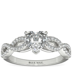 鉑金Infinity 扭紋微密釘鑽石訂婚戒指（1/4 克拉總重量）
